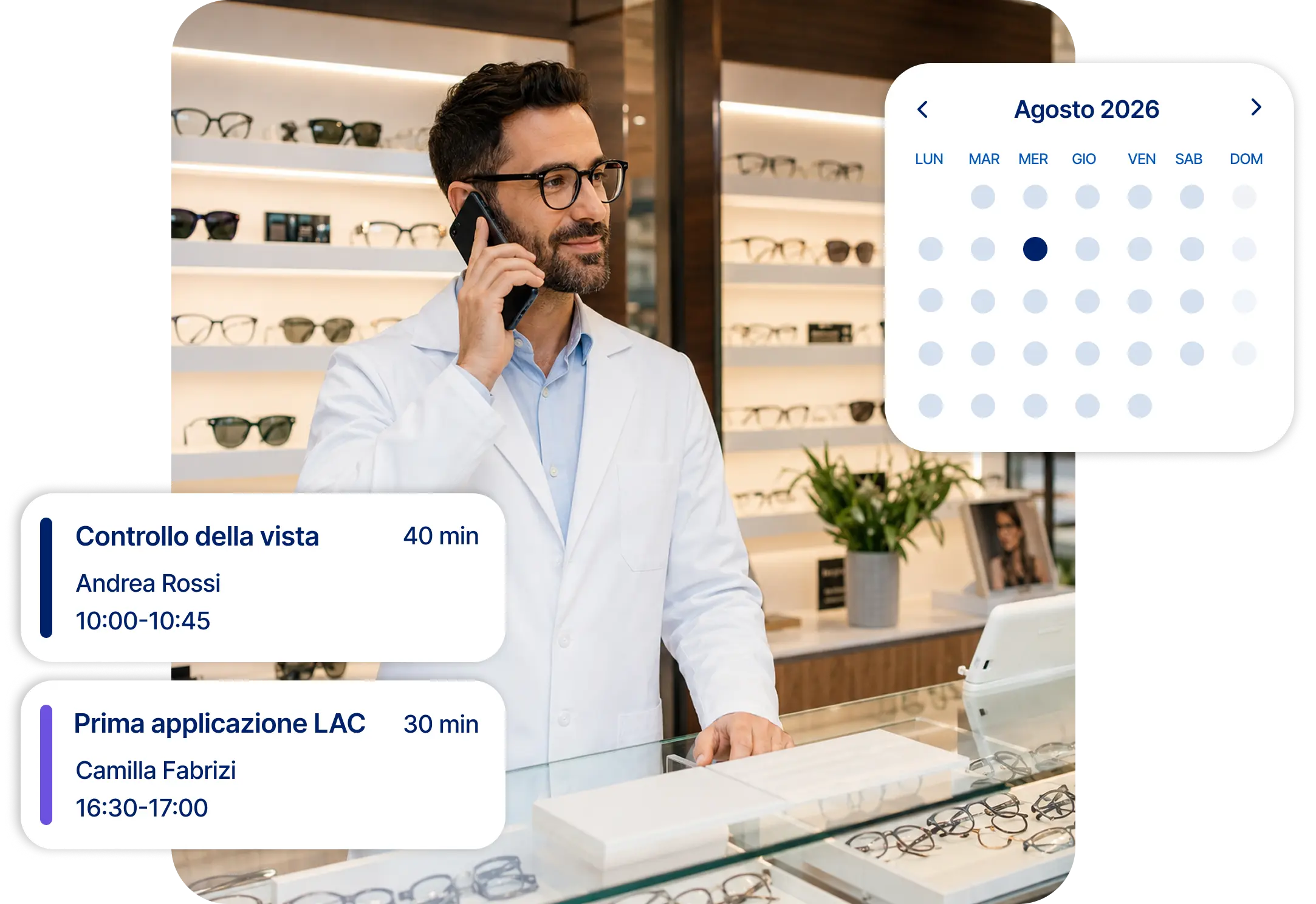 Anteprima della prenotazione appuntamenti Trova Ottico Pro